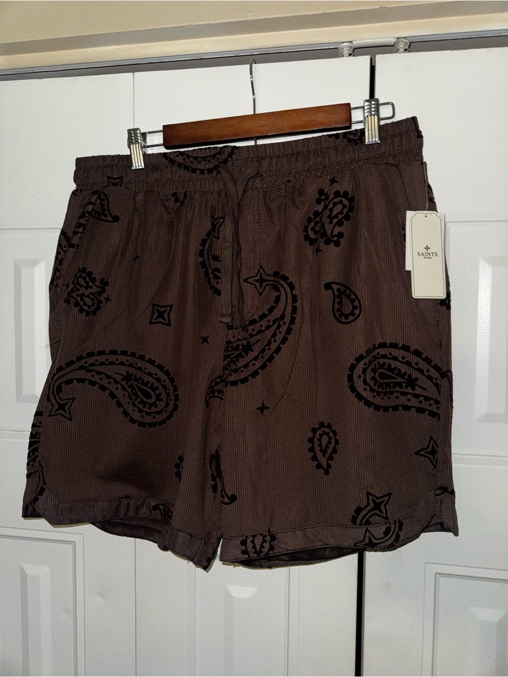 AllSaints Brown Paisley Men's Shorts